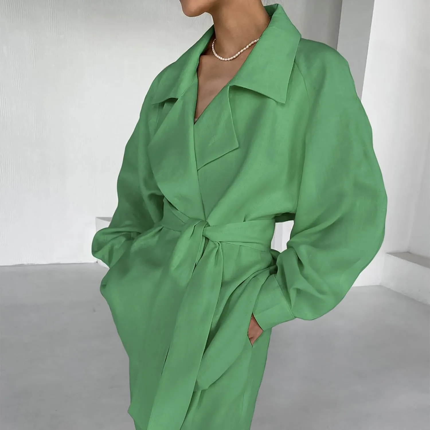 HGps8w Womens Cotton Linen Sets Loose Belted Blazer Shirts Matching Wide Leg Long Pants 2 Piece Business Vacation Outfits