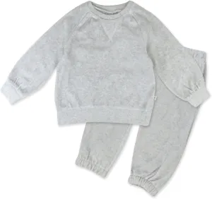 HONESTBABY Velour Pullover Hoodie and Zip Front Sweatshirt and Jogger Sweatpants Set