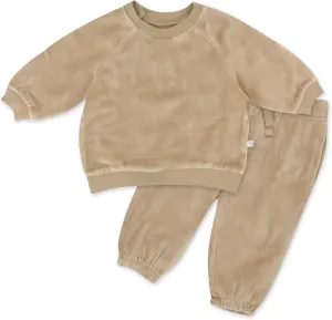 HONESTBABY Velour Pullover Hoodie and Zip Front Sweatshirt and Jogger Sweatpants Set