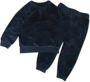 HONESTBABY Velour Pullover Hoodie and Zip Front Sweatshirt and Jogger Sweatpants Set