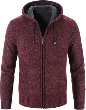 Hoodie Sweater Cardigan for Men Full Zip Long Sleeve Knit Jacket Warm Cardigan Knitwear Cable Knit Hoodies Jacket Knitwear