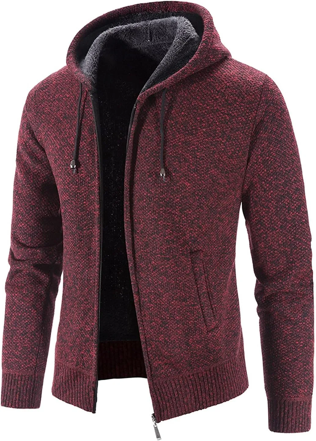 Hoodie Sweater Cardigan for Men Full Zip Long Sleeve Knit Jacket Warm Cardigan Knitwear Cable Knit Hoodies Jacket Knitwear