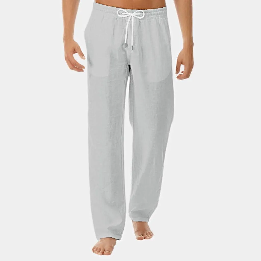 HUANLE Cotton Style Simple Linen Men's and Fashionable Trousers Summer and Men's Pants