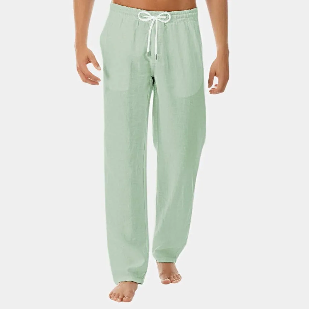 HUANLE Cotton Style Simple Linen Men's and Fashionable Trousers Summer and Men's Pants
