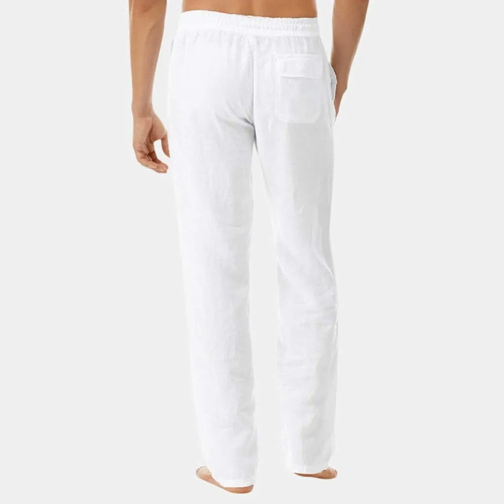 HUANLE Cotton Style Simple Linen Men's and Fashionable Trousers Summer and Men's Pants