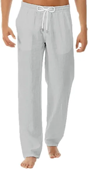 HUANLE Cotton Style Simple Linen Men's and Fashionable Trousers Summer and Men's Pants