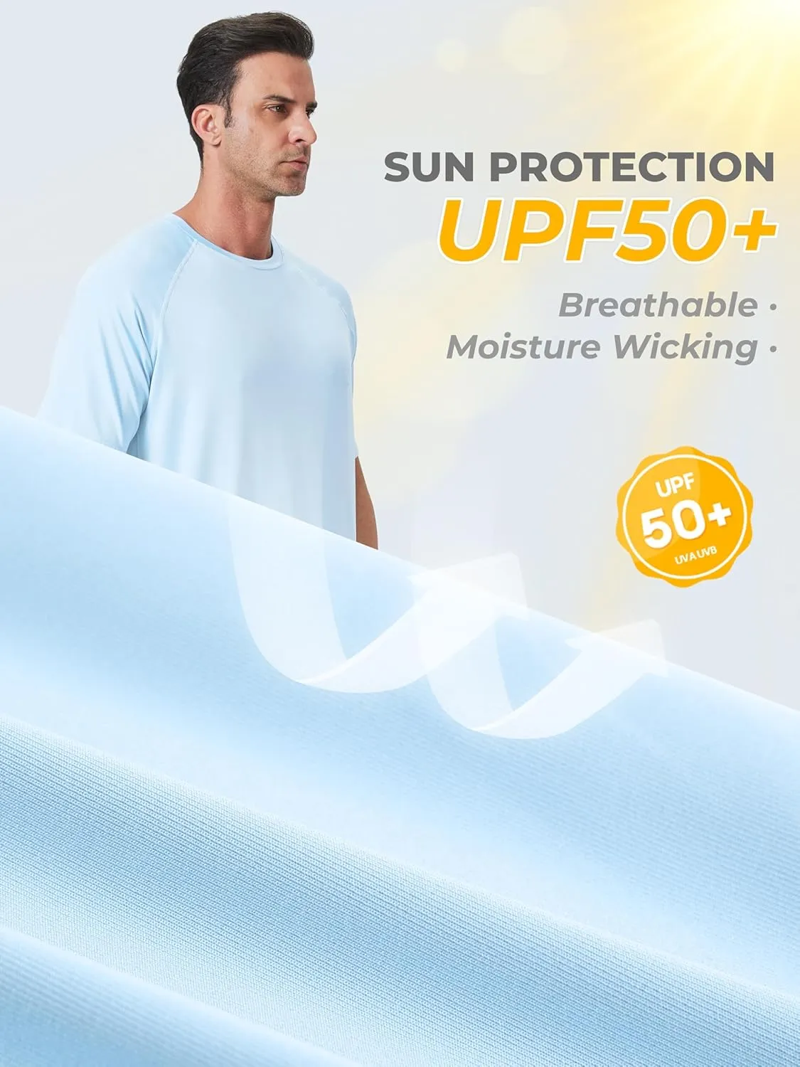 IHU 4 Pack Men's Rash Guard Swim Shirts Short Sleeve Sun Protection Fishing Shirts UPF 50  Dry Fit Hiking Rashguard Shirt