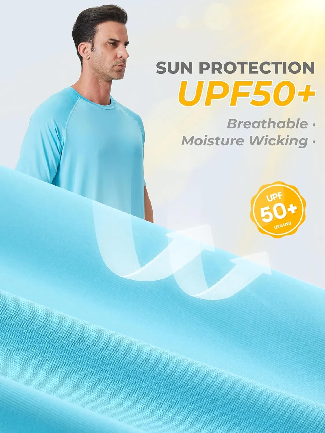 IHU 4 Pack Men's Rash Guard Swim Shirts Short Sleeve Sun Protection Fishing Shirts UPF 50  Dry Fit Hiking Rashguard Shirt