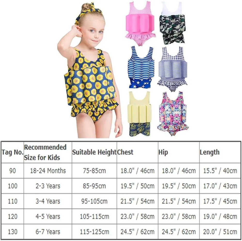 IWEMEK Girl Boy One Piece Floatation Swimsuit Swimwear with Adjustable Buoyancy Kid Float Bathing Suit Life Jacket Swim Vest