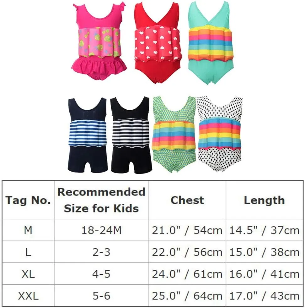 IWEMEK Girl Boy One Piece Floatation Swimsuit Swimwear with Adjustable Buoyancy Kid Float Bathing Suit Life Jacket Swim Vest