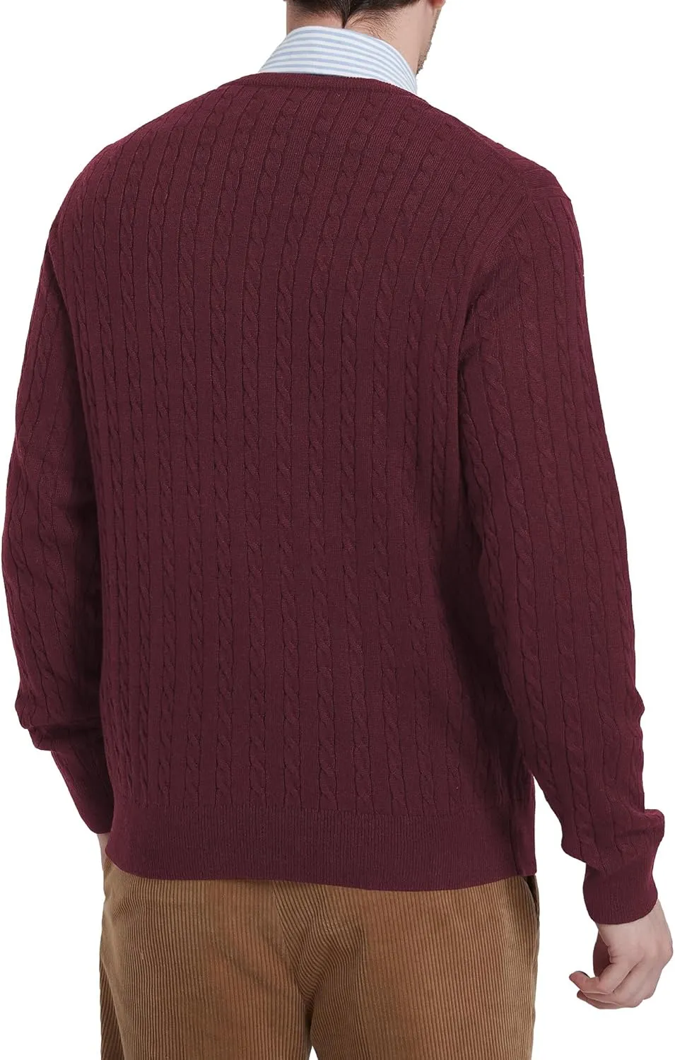 Kallspin Men's Cable Knit Crewneck Sweater Pullovers Wool Blend Relax Fit Knitwear