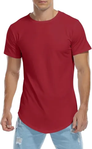 KESIHAN Men's Hip Hop Wave Round Hem T-Shirt Round Neck Cotton Casual Fashion Top