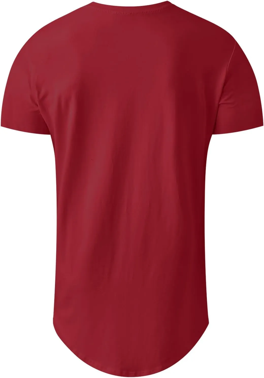 KESIHAN Men's Hip Hop Wave Round Hem T-Shirt Round Neck Cotton Casual Fashion Top