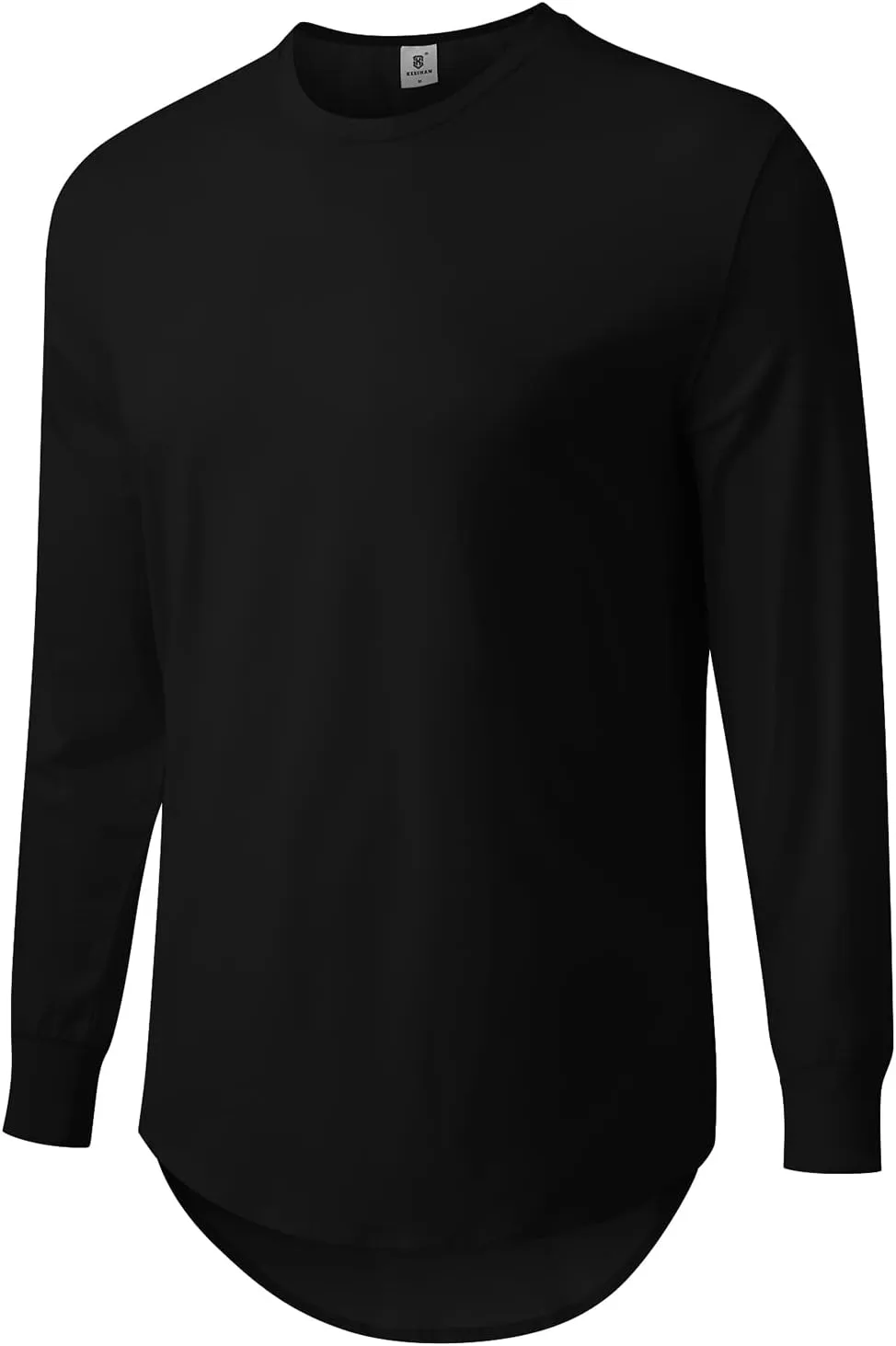 KESIHAN Men's Hip Hop Wave Round Hem T-Shirt Round Neck Cotton Casual Fashion Top