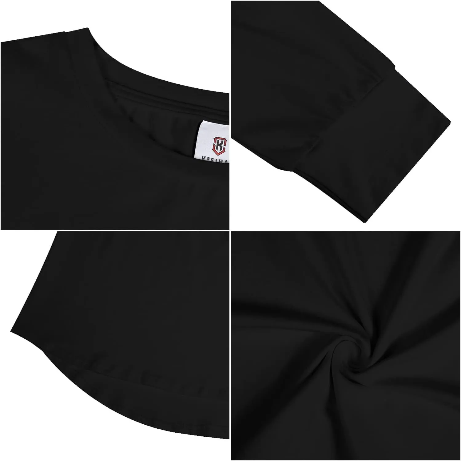 KESIHAN Men's Hip Hop Wave Round Hem T-Shirt Round Neck Cotton Casual Fashion Top