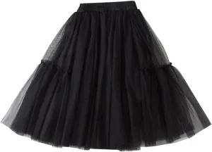 Kids Girls Chain Dresses Little Child Girls Long Skirt Girls Tiered Ruffle Maxi Skirts Girls Soft Fluffy Skirt