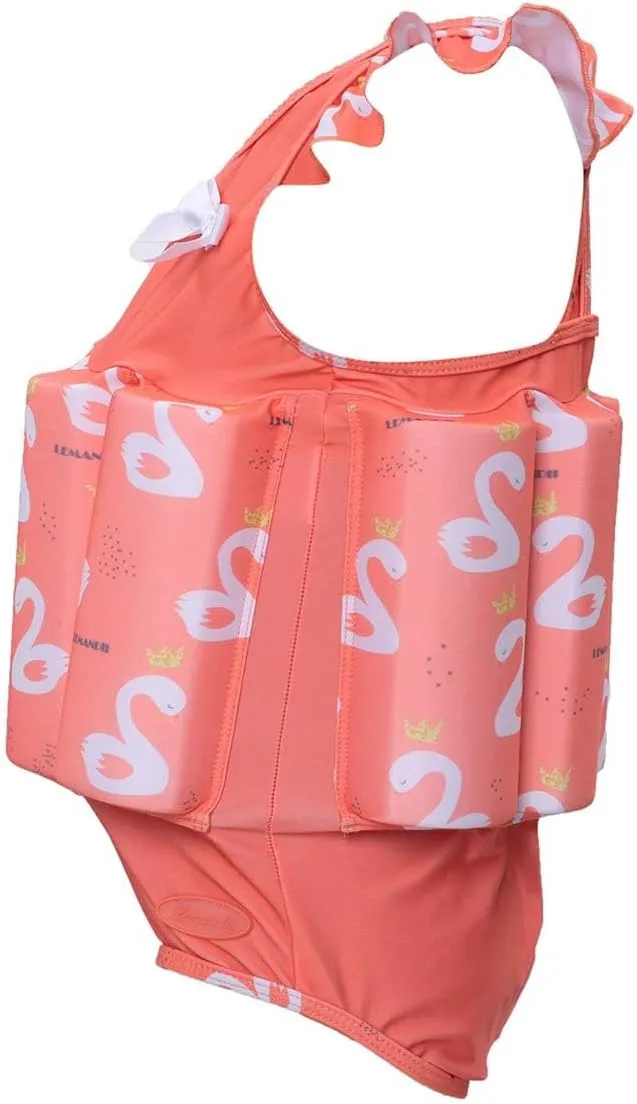 Kids Girls Float Suit with Adjustable Buoyancy Bars Baby Swim Vest for 1-10 Years One-Piece Toddler Swimsuits Quick Dry Girls Bathing Suit with Arm Floaties Floatation Suit Swimwear for Sea Beach Pool