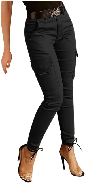 Lightweight Hiking Cargo Pants Womens Slim Fit Outdoor Solid Travel Sweatpant Jogger Elastic Waist Trouser w/Pocket