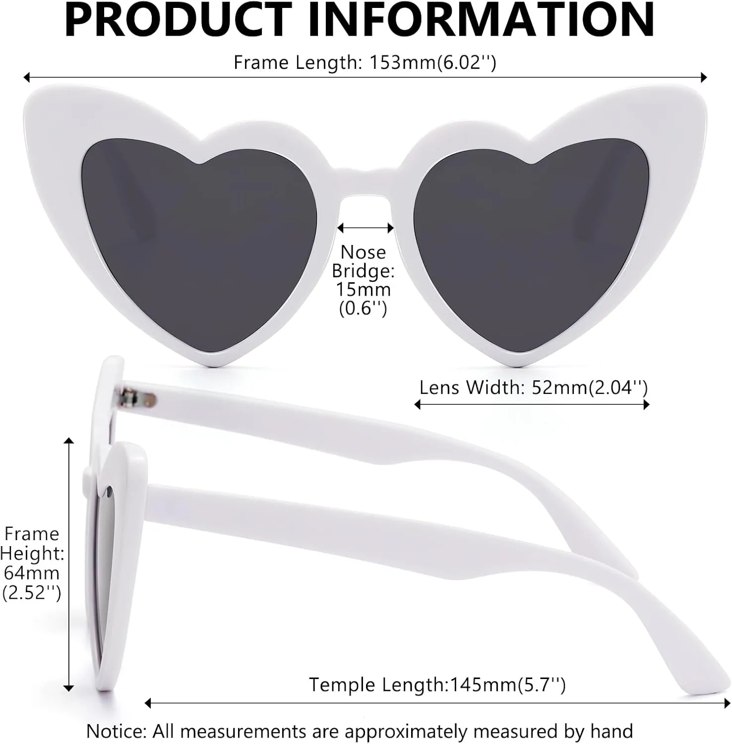 LIKSMU Heart Sunglasses for Women Trendy Cat Eye Love Shaped Sunglasses Vintage Lovely Retro Cute Sun Glasses
