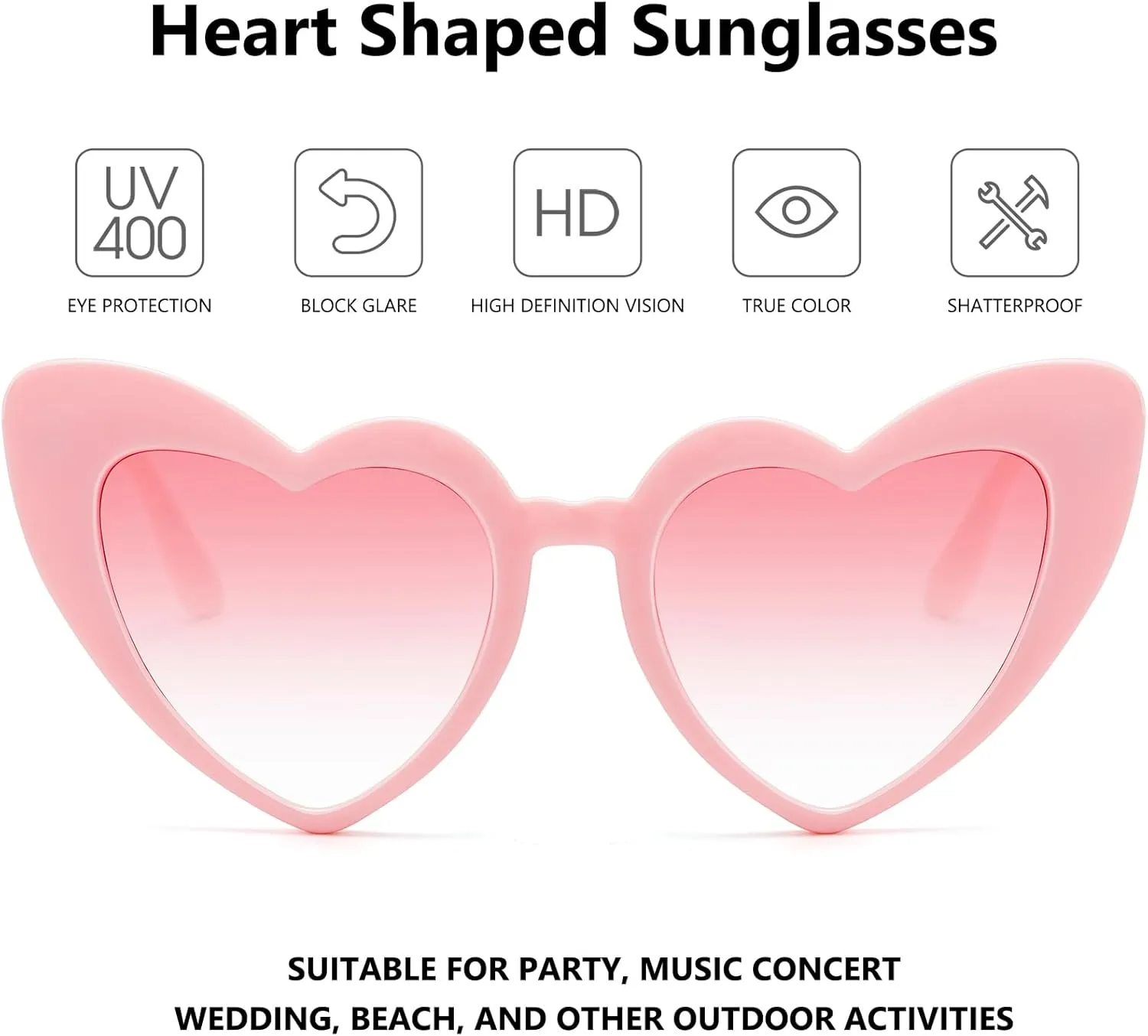 LIKSMU Heart Sunglasses for Women Trendy Cat Eye Love Shaped Sunglasses Vintage Lovely Retro Cute Sun Glasses