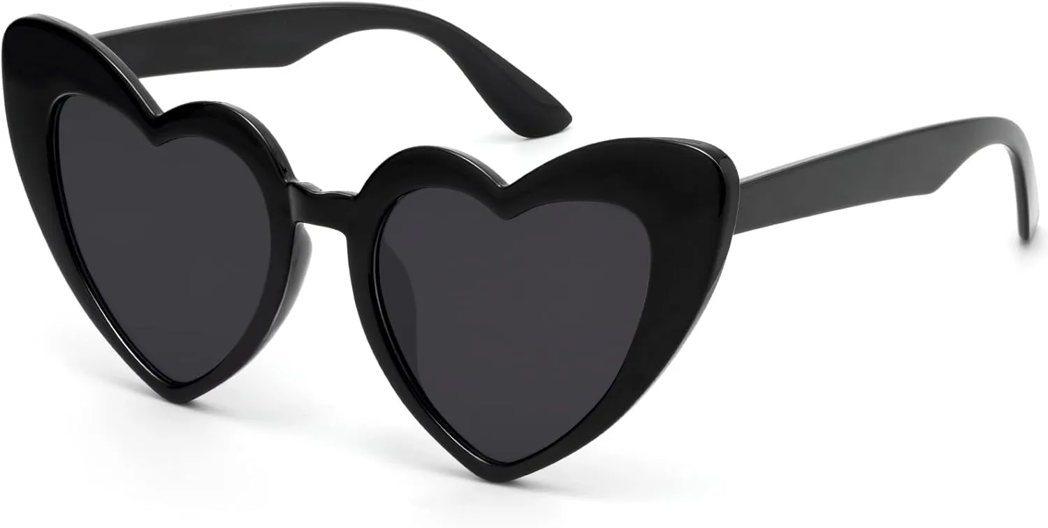 LIKSMU Heart Sunglasses for Women Trendy Cat Eye Love Shaped Sunglasses Vintage Lovely Retro Cute Sun Glasses