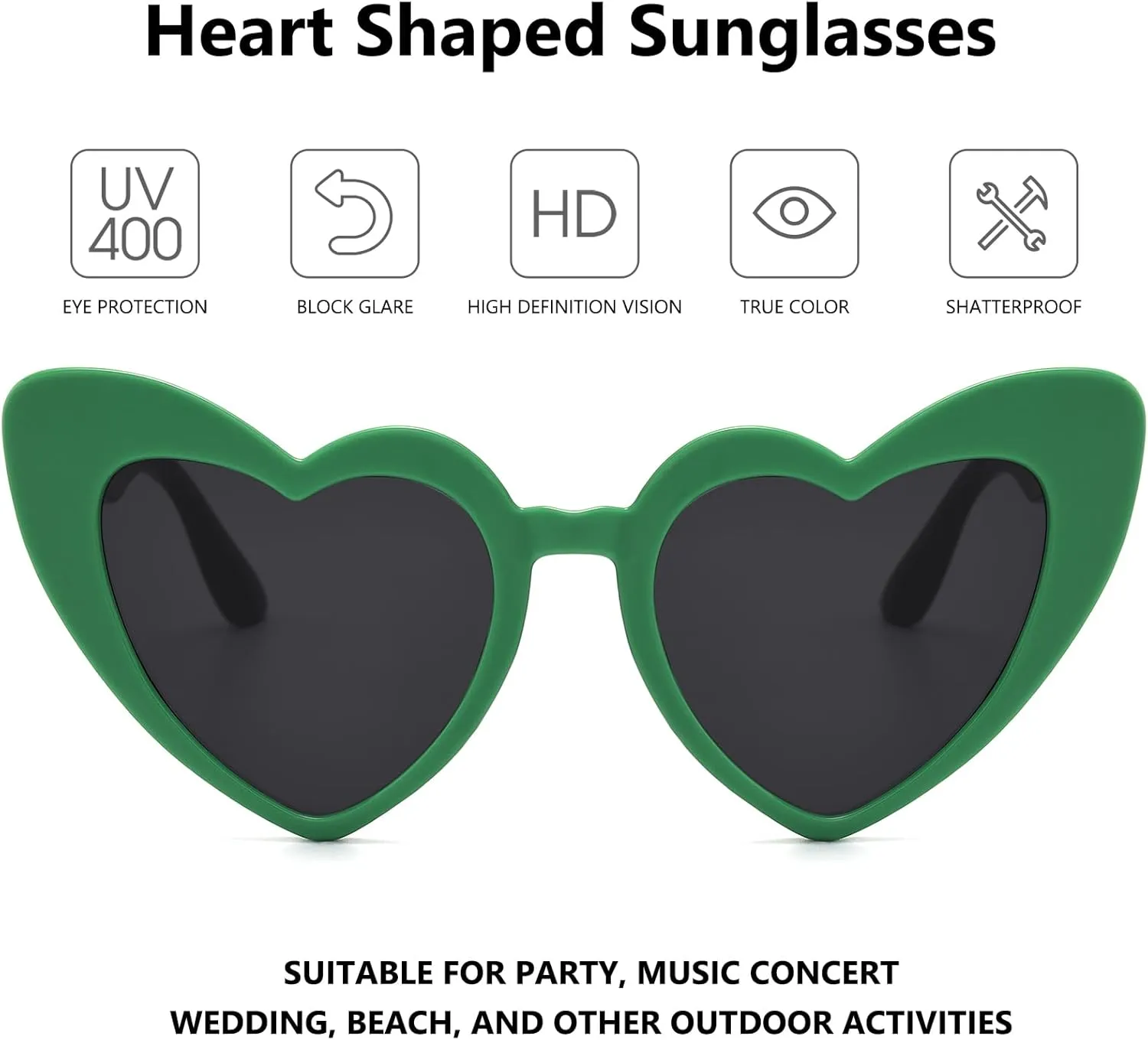LIKSMU Heart Sunglasses for Women Trendy Cat Eye Love Shaped Sunglasses Vintage Lovely Retro Cute Sun Glasses