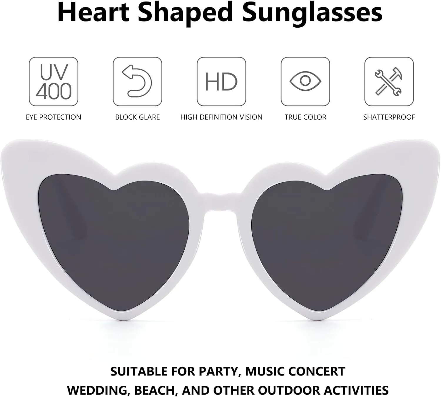 LIKSMU Heart Sunglasses for Women Trendy Cat Eye Love Shaped Sunglasses Vintage Lovely Retro Cute Sun Glasses