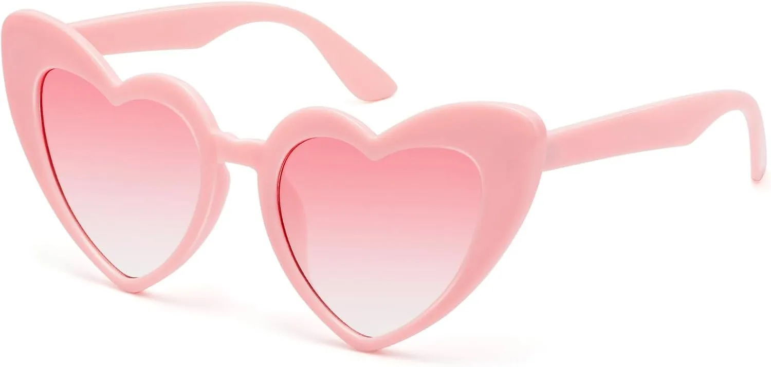 LIKSMU Heart Sunglasses for Women Trendy Cat Eye Love Shaped Sunglasses Vintage Lovely Retro Cute Sun Glasses