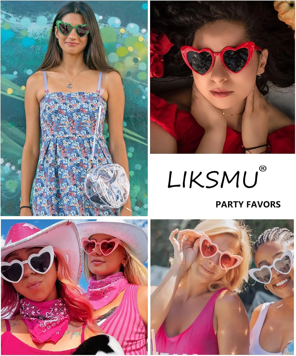 LIKSMU Heart Sunglasses for Women Trendy Cat Eye Love Shaped Sunglasses Vintage Lovely Retro Cute Sun Glasses