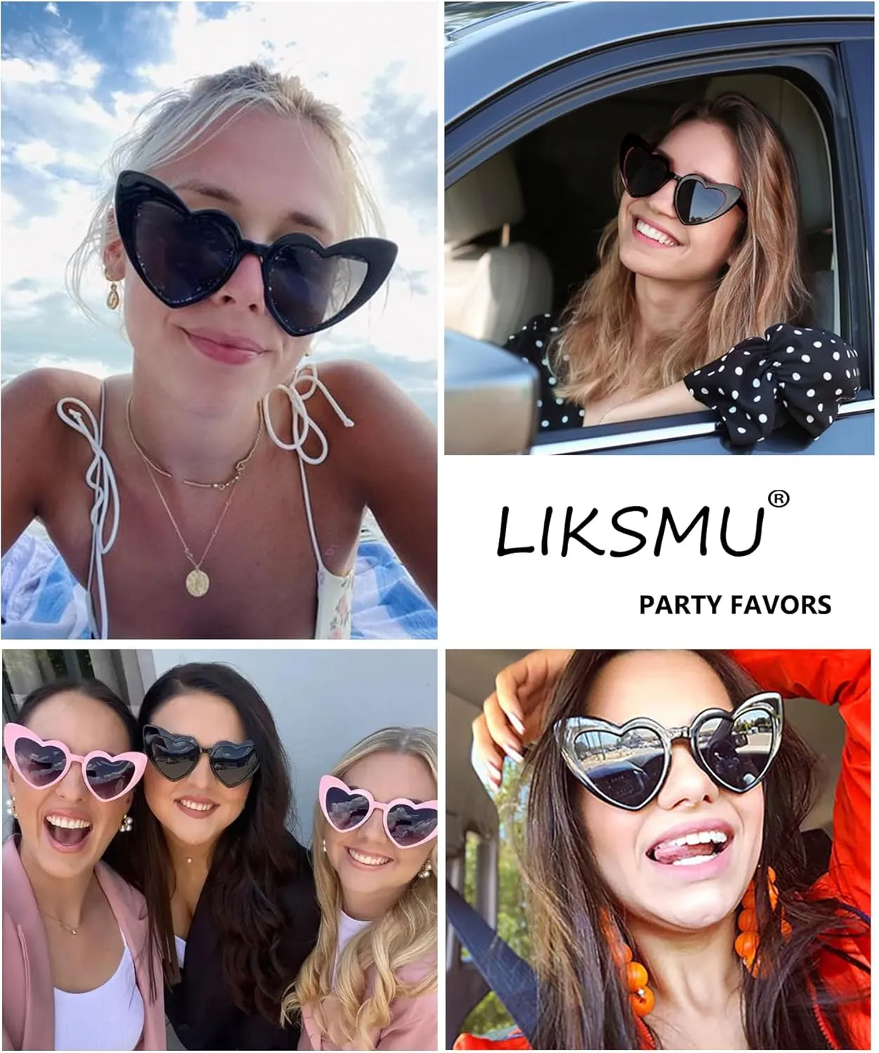 LIKSMU Heart Sunglasses for Women Trendy Cat Eye Love Shaped Sunglasses Vintage Lovely Retro Cute Sun Glasses