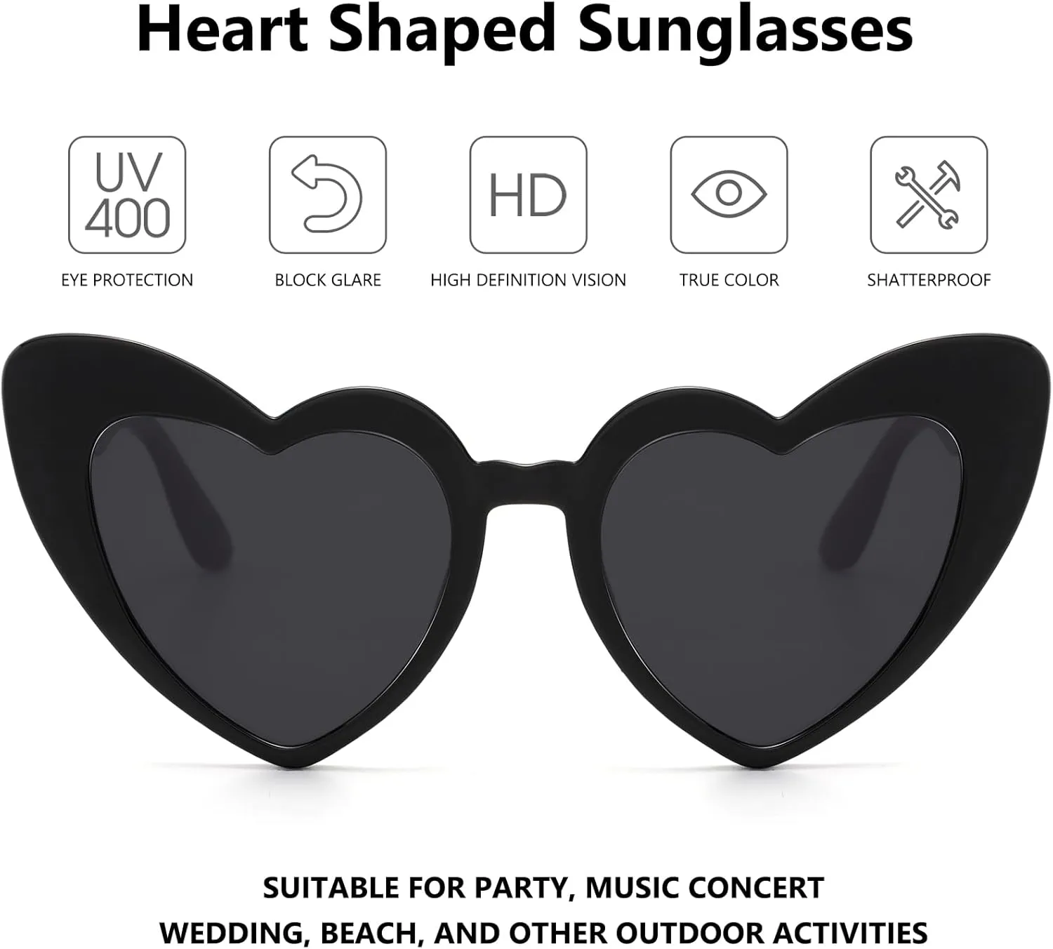LIKSMU Heart Sunglasses for Women Trendy Cat Eye Love Shaped Sunglasses Vintage Lovely Retro Cute Sun Glasses