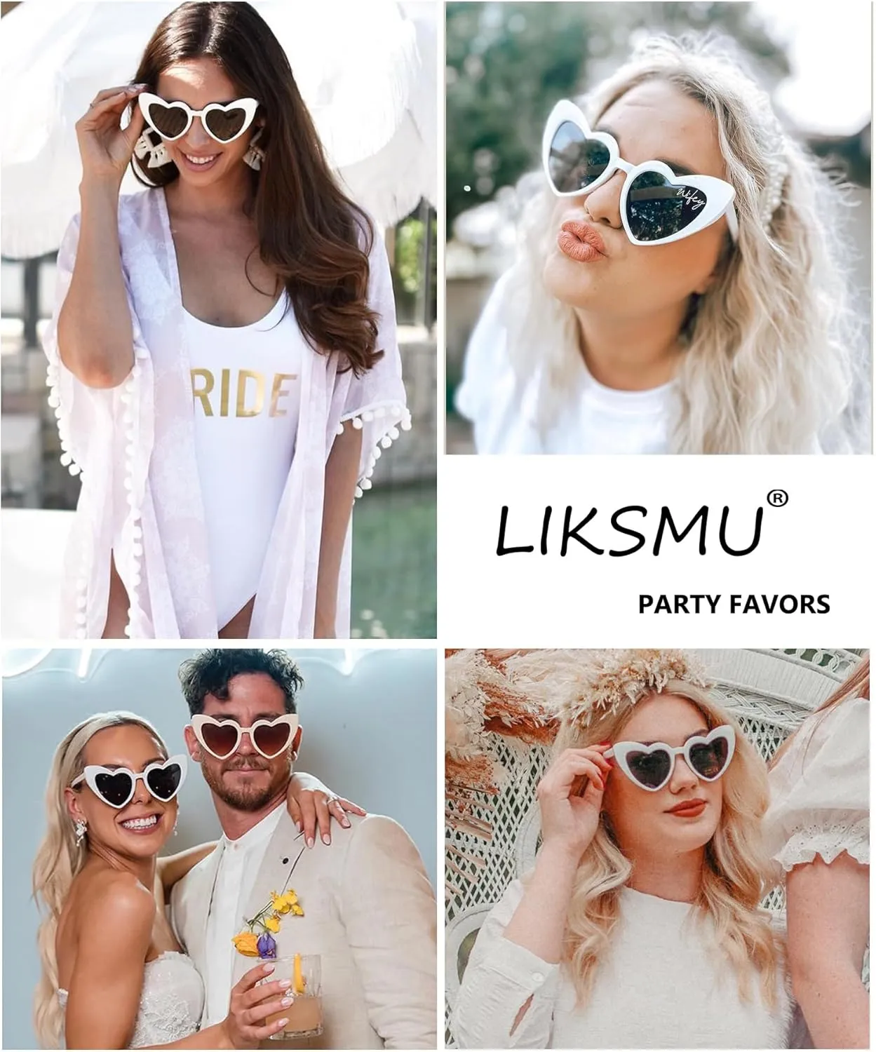 LIKSMU Heart Sunglasses for Women Trendy Cat Eye Love Shaped Sunglasses Vintage Lovely Retro Cute Sun Glasses