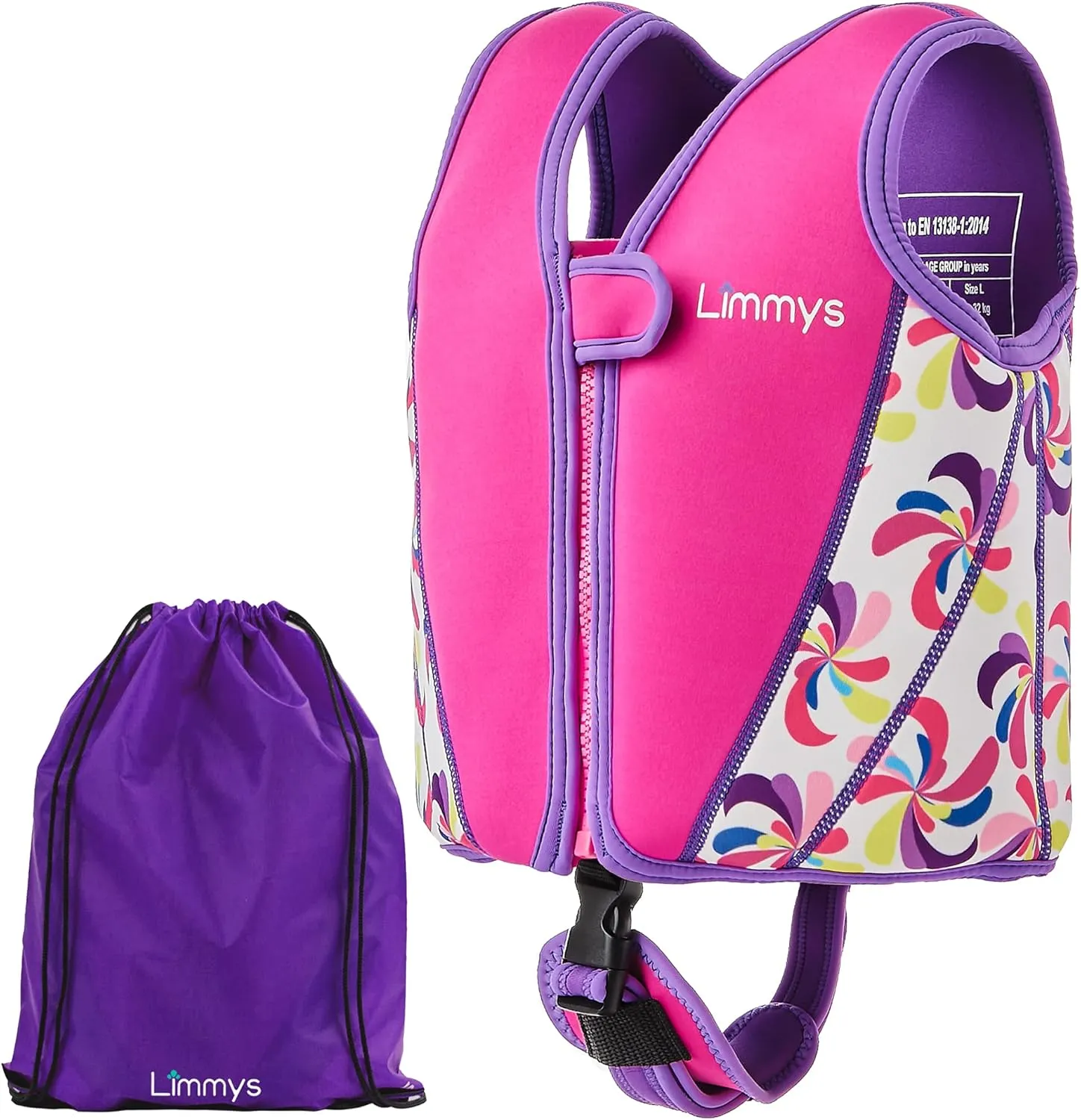 Limmys Premium Kids Swim Vest - Toddler Swim Jacket and Buoyancy Swimming Aid - Modern Design Swimming Vest for Boys, Girls and Babies - Drawstring Bag Included