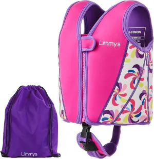 Limmys Premium Kids Swim Vest - Toddler Swim Jacket and Buoyancy Swimming Aid - Modern Design Swimming Vest for Boys, Girls and Babies - Drawstring Bag Included