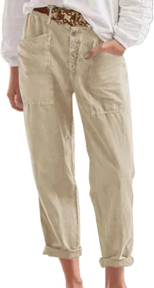 Linen Pants Women Summer High Waisted Straight Wide Leg Trousers Cotton Loose Fit Trendy Casual Pants with Pockets