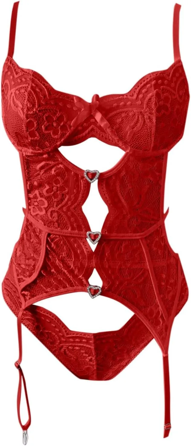 Lingerie for Women Lace Chemise Babydoll Bodycon Bra and Knickers Sleepwear Slips Sexy Suspenders Nighty