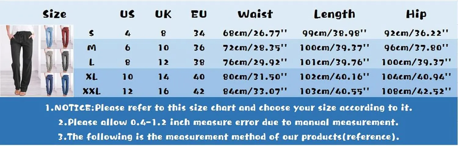 Long Lounge Pants for Women Drawstring Straight Leg Casual Pant Cotton Linen Cropped Pant Elastic Yoga Trousers with Pocket