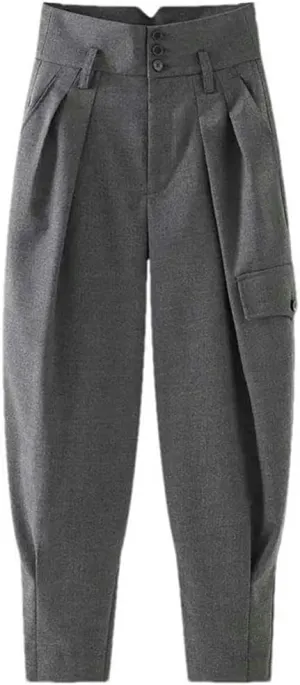 Loose high Waist Pants for Women's Spring and Autumn Work Clothes Casual Harren Ties Long Pants