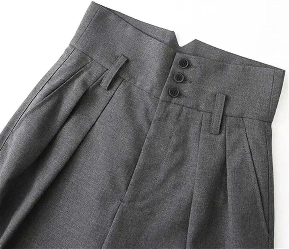 Loose high Waist Pants for Women's Spring and Autumn Work Clothes Casual Harren Ties Long Pants