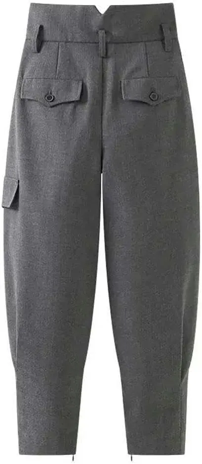 Loose high Waist Pants for Women's Spring and Autumn Work Clothes Casual Harren Ties Long Pants