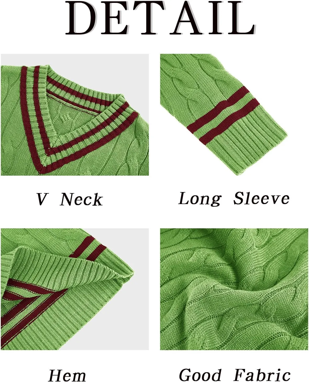Makkrom Mens V Neck Pullover Sweaters Ribbed Knitted Cable Slim Fit Pullovers Top