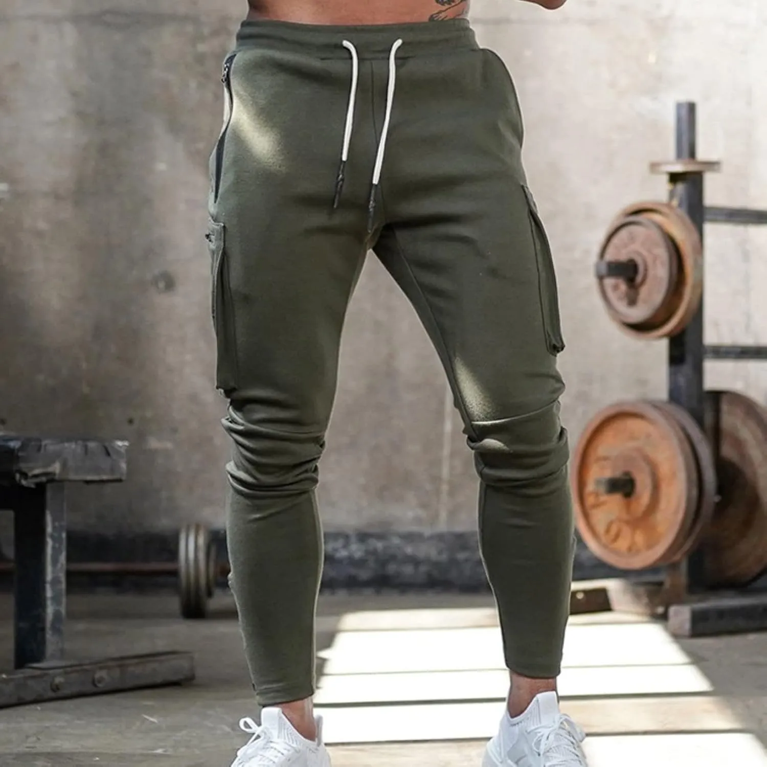 Male Versatile All Season Cargo Pants Multi Pocket Zip Button Hem Solid Color Outdoor Trousers Casual Pants Men