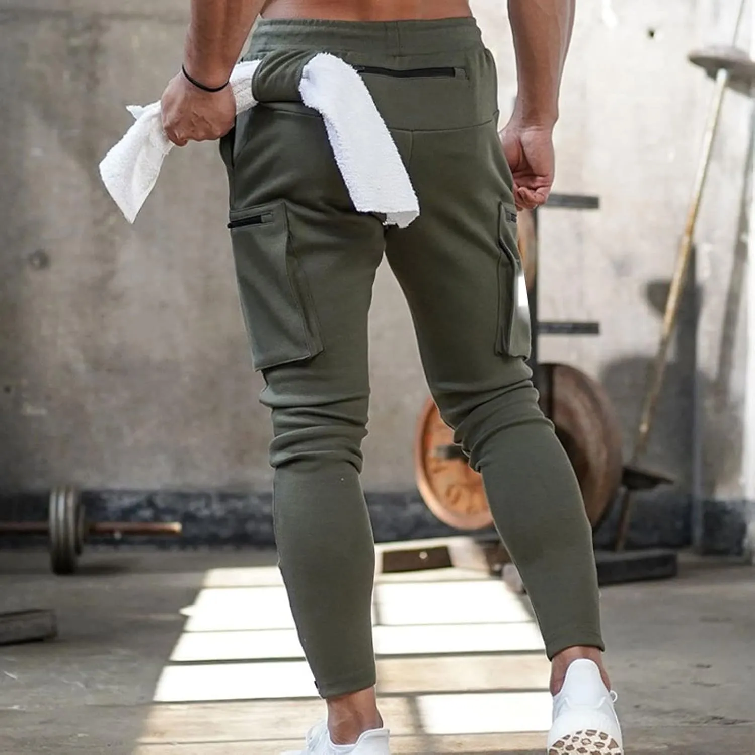 Male Versatile All Season Cargo Pants Multi Pocket Zip Button Hem Solid Color Outdoor Trousers Casual Pants Men