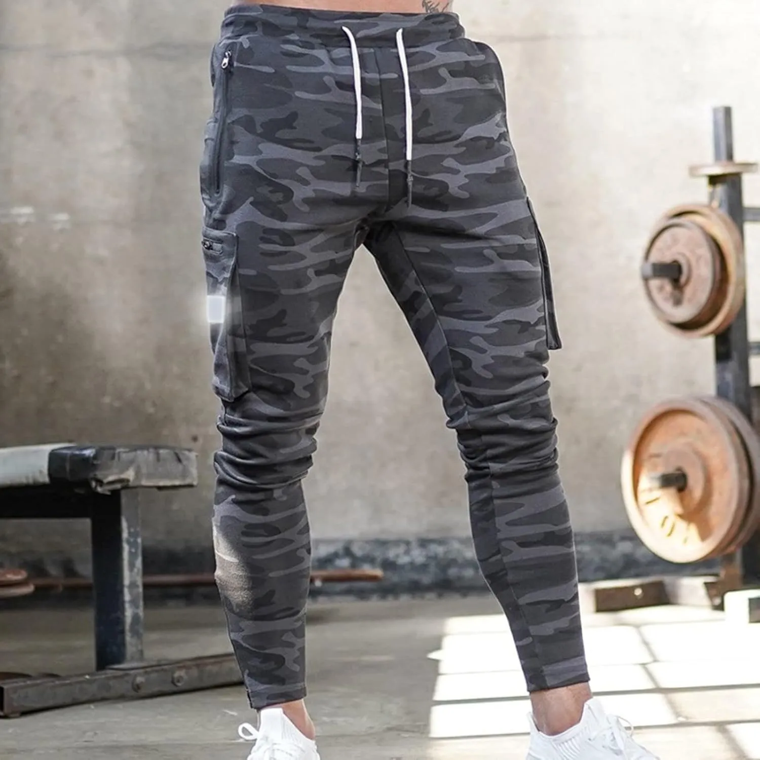 Male Versatile All Season Cargo Pants Multi Pocket Zip Button Hem Solid Color Outdoor Trousers Casual Pants Men