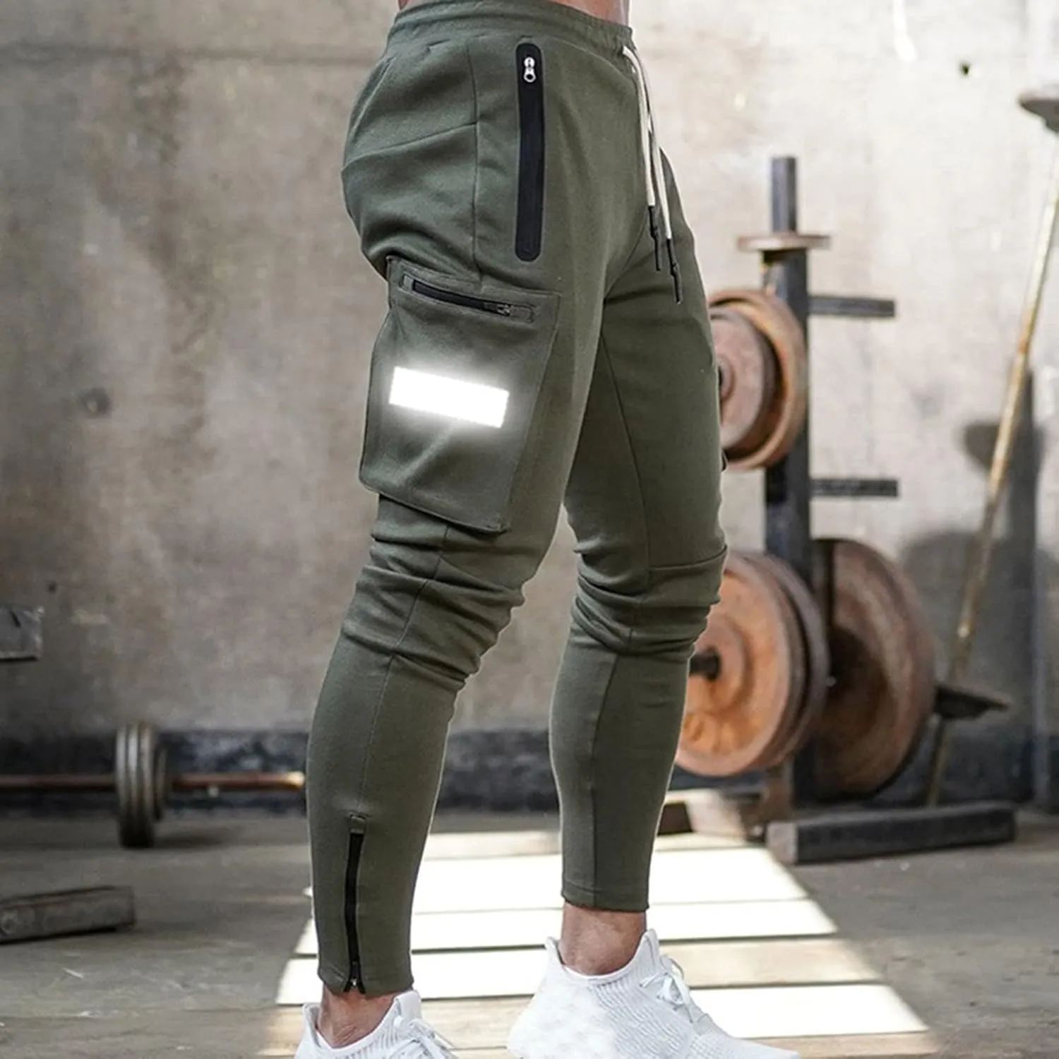 Male Versatile All Season Cargo Pants Multi Pocket Zip Button Hem Solid Color Outdoor Trousers Casual Pants Men