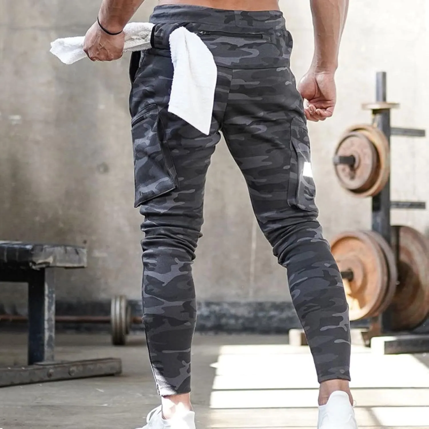 Male Versatile All Season Cargo Pants Multi Pocket Zip Button Hem Solid Color Outdoor Trousers Casual Pants Men