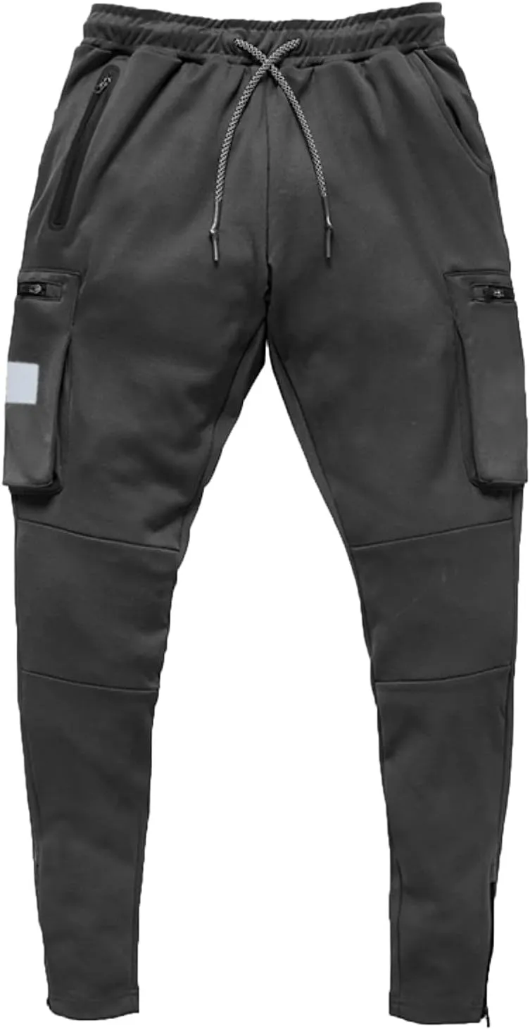Male Versatile All Season Cargo Pants Multi Pocket Zip Button Hem Solid Color Outdoor Trousers Casual Pants Men