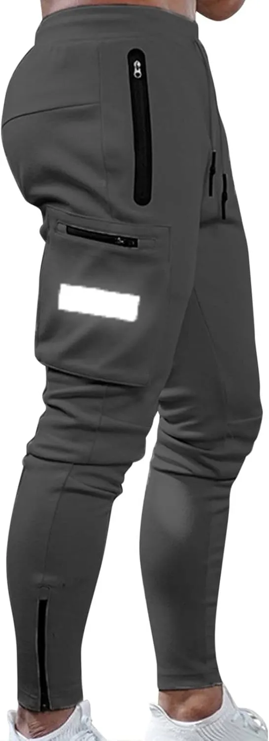 Male Versatile All Season Cargo Pants Multi Pocket Zip Button Hem Solid Color Outdoor Trousers Casual Pants Men