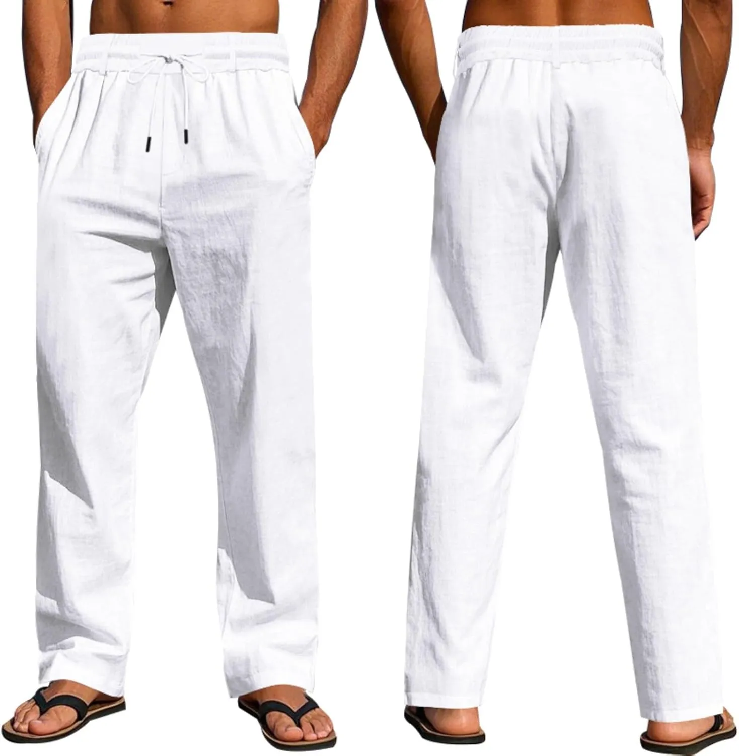 Man Loose Fit Trousers Pants for Man Linen Thin Ruched Straight Leg Basic Long Leg Fall Summer Trousers Pants 2025