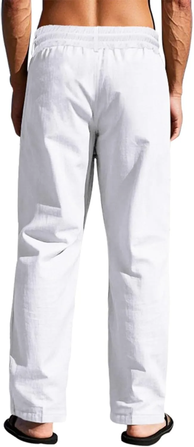 Man Loose Fit Trousers Pants for Man Linen Thin Ruched Straight Leg Basic Long Leg Fall Summer Trousers Pants 2025